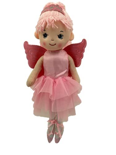 Sweety Toys 13289 stoffen pop ballerina Fee pluche dier prinses 50 cm roze met kroon