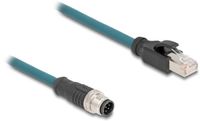 Delock M12 8-pins A-gecodeerd (m) - RJ45 (m) industriële netwerkkabel | CAT5e | PUR | 0,50 meter