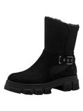 Tamaris - Dames - Enkellaarzen - Zwart - Leer/Textiel - Maat 37