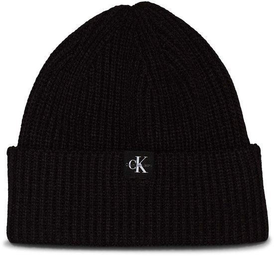 Calvin Klein Monogram Rib Beanie Hoeden/Katten - Zwart - L/XL