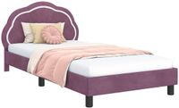 vidaXL Lit pour enfants avec tête de lit Violet Velours 90 x 190 cm