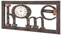 Haku Wandkapstok met klok en haken | Vintage-design - Bruin - MDF; Metaal