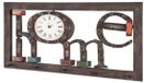 Haku Wandkapstok met klok en haken | Vintage-design - Bruin - MDF; Metaal