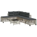 vidaXL 3-delige Loungeset met kussens poly rattan lichtgrijs