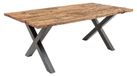 Rafta Table à manger 180 cm – Plateau en teck massif – Pieds en X en métal noir