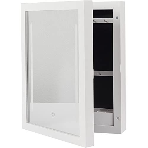 Cosmetic club Cosmetic Club-SC29373-Miroir Amoire LED Mode Bien-Être Beaute Accessoire Cosmetique, Plastique-PS, Blanc, 30 x 9,3 x 40,2 cm
