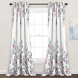 Lush Decor Mirabelle Aquarel Bloemen Licht Filteren Venster Gordijn Paneel Paar, 84" L x 52" B, Blauw & Koraal