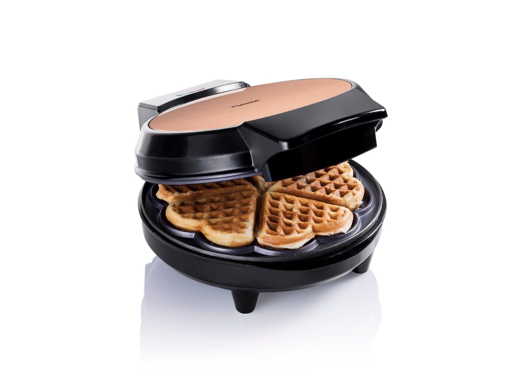 Bestron AWM700CO Wafelijzer - 5 Hartvormige Wafels - 700W - Zwart/Koper
