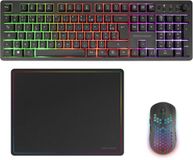 Mars Gaming MCPWXFR Toetsenbord Inclusief Muis Gamen RF Draadloos + USB AZERTY Frans Zwart