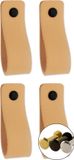 Brute Strength BIGsave B.V. Leren handgrepen - Naturel - 4 stuks - 16,5 x 2,5 cm - incl. 3 kleuren schroeven