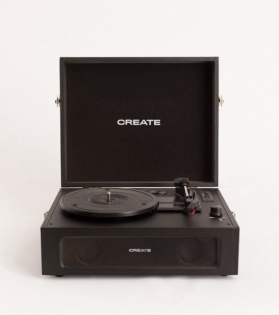 CREATE PLATENSPELER COMPACT - Retro Platenspeler - Bluetooth, USB, SD, MicroSD en Mp3-recorder/speler - Zwart