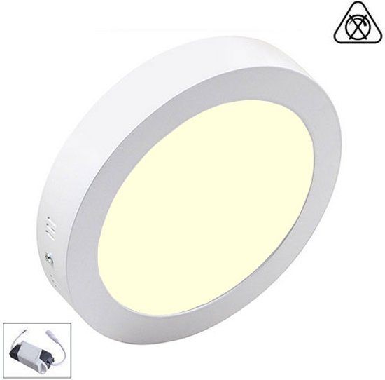 Bse LED Downlight - Opbouw Rond 18W - Warm Wit 3000K - Mat Wit Aluminium - Ø225mm
