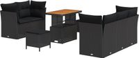 vidaXL Tuinbank Set 8-delig Zwart Polyrattan