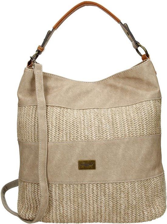 David Jones Hand & Omhang Schoudertas Beige Gevlochten Ruime Tas Trendy - 8717924152099