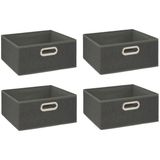 5Five Opbergmand - 4x - 14 liter donkergrijs - linnen - 31 x 31 x 15 cm