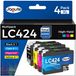 Brother Jeu de 4 cartouches d'encre, type LC424, adapté pour Brother DCP-J1200W/WE