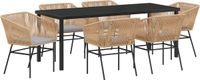 vidaXL - Eettafel Set - 7-delig - Bruin - Gepoedercoat Staal
