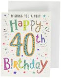 Regal Publishing Modern Milestone Age Happy Birthday Card 40e - 8 x 6 inch, groen|wit|goud|rood