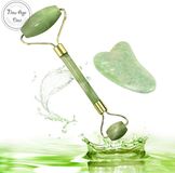 New Age Devi Goodies and Living Groothandel Jade roller + Guasha schraper - Jaderoller - Gua sha steen - Gezichtsmassage - Anti-aging - Gezichtsroller