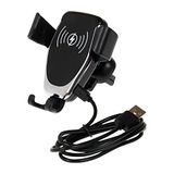Turbocar - Smartphone houder voor in de auto - inductielader - met klembevestiging op ventilatierooster - 360° draaibare houder - Geleverd met 2 ronde zelfklevende metalen platen