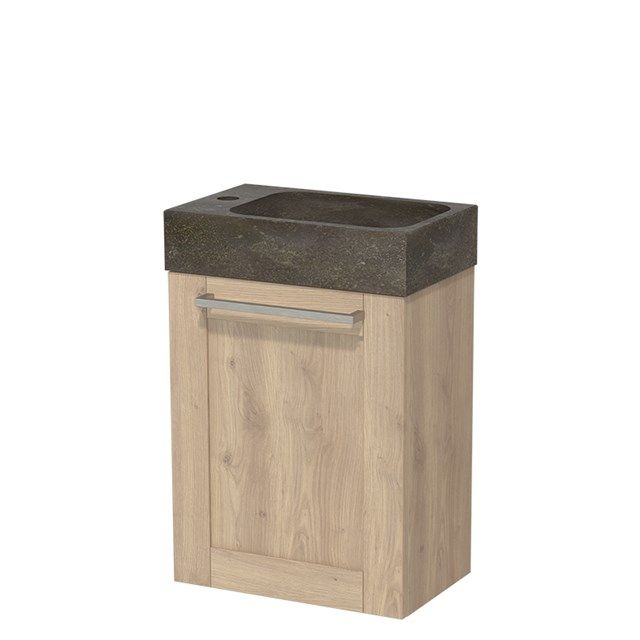 Maxaro Toiletmeubel met Wastafel Natuursteen Modulo Lichtbruin Eiken 40 cm