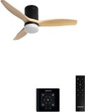 CREATE WIND CALM S Plafondventilator met LED, 40W, Ø112cm, Zwart/Licht houtlook, 6 snelheden, Afstandsbediening