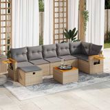 Maison Exclusive - Ensemble de meubles de jardin 8 pièces avec canapé et coussins, beige, en polyrotin