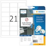 HERMA 5074 adresetiketten A4 afneembaar (63,5 x 38,1 mm, 25 vellen, papier, mat) zelfklevend, bedrukbaar, verwijderbaar en opnieuw klevende labels, 525 etiketten voor printer, Wit
