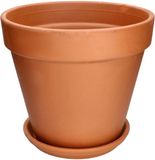 KOTARBAU® Terracotta Bloempot - Plantenpot met Schotel en Afvoergat ⌀ 35 cm Bloempot - 30 cm hoog - Ongeglazuurd Keramiek - Terracotta
