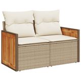 VidaXL 6-delige Loungeset met kussens, poly rattan, beige