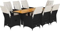 vidaXL 9-delige Tuinset poly rattan zwart