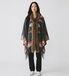 Bazar Deluxe STOLA Poncho mit grauem Fell (OSFA), Lässig, Wolle