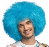 Boland Pruik Sugar neonblauw Oranje, Neon Krullen Kort Vrouwen Clown