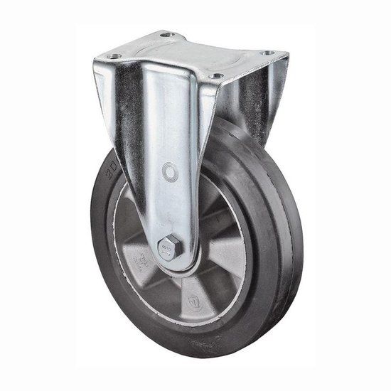 BS Rollen Zwaarlast zwenkwiel met opschroefbare plaat Elastische Rubber Aluminium zwart 160 cm