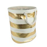 DII Geweven papier opvouwbare wasmand met opbergmand, 20x15x15, ronde, gouden streep