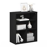 Furinno PASIR Boekenplank, boekenkast, 3-laags display, boekenkast, 11,8 x 23,6 x 28,1, voor woonkamer, slaapkamer, thuiskantoor, zwart eiken