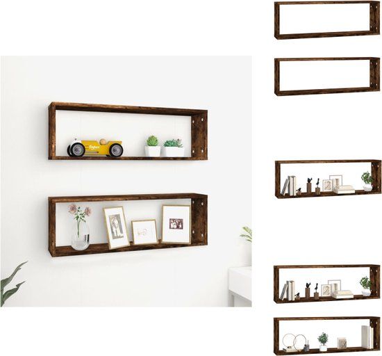 VidaXL Wandschappen Kubus Hout Eiken Bruin 2 stuks