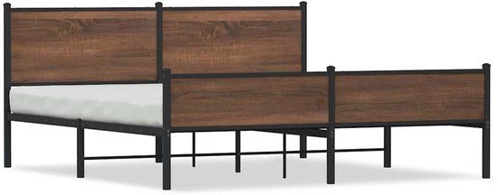 vidaXL Bedframe Metaal Bruin Eikenkleur 180x200 cm