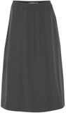 b.young Vrouwenrok BYMmidde Kniehoogte Polyester Gestreept Dark Grey Mel. Pinstripe Mix Maat 34