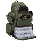 BASSDASH Visgerei Rugzak Waterbestendig Lichtgewicht Tactische Tas Zachte Tackle Box met Rod Houder en Beschermende Regenhoes, Groene Rugzak [3600] Met 3 Dienbladen