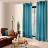 HomeMaison Effen gordijn met zeilringen Eendblauw Polyester 140 x 240 cm
