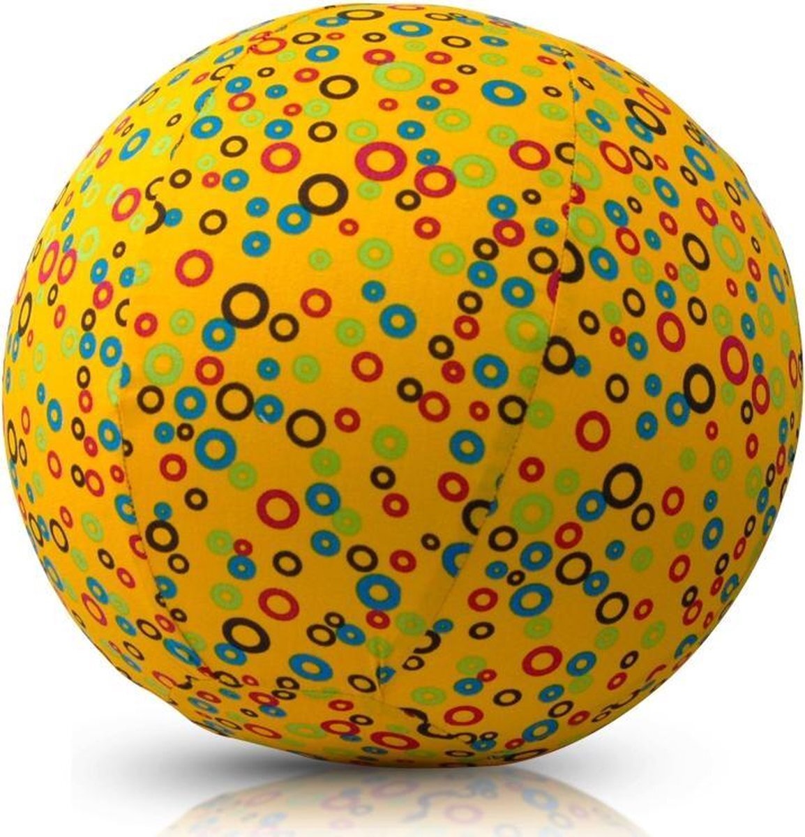 Bubabloon BB-17704 Bubbles (Yellow) ballonhoes, geel met gekleurde cirkels, diameter 30 cm