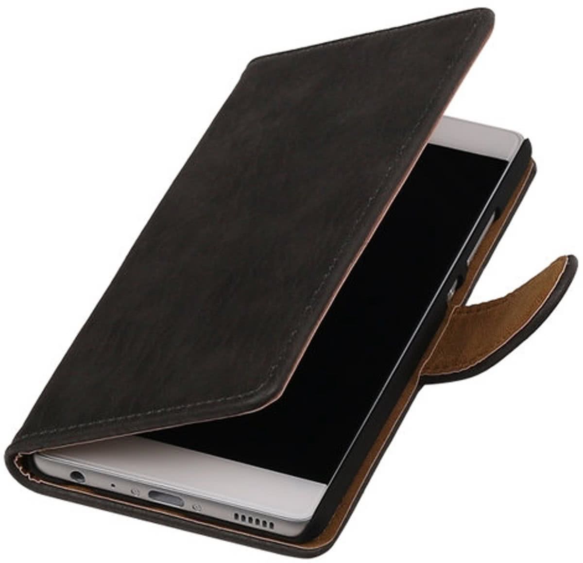 Best Cases Grijs Hout booktype wallet cover hoesje voor Samsung Galaxy J2 2016