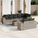 Maison Exclusive - Ensemble de jardin, 9 pièces, avec coussins, en polyrotin gris clair