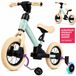 Kidcruiser Loopfiets 2+ jaar - Optioneel met LED Zijwieltjes & Trappers - 3-in-1 Kinderfiets - 12 inch – Zacht Groen & Creme wit – Modulair Design