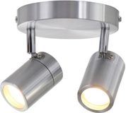 Mexlite Staalkleurige 2-lichts spot Upround 2487ST
