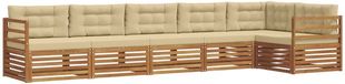 vidaXL Hoekbank 6-delig Naturel et Beige Acacia Bois
