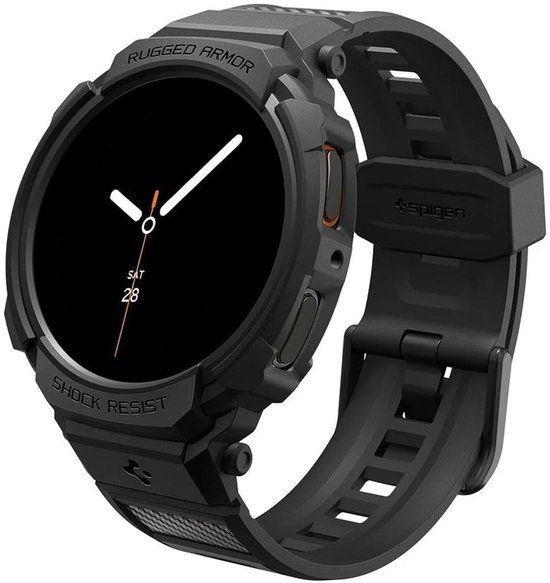 Spigen Rugged Armor Pro - Hoesje en Bandje Geschikt voor Samsung Galaxy Watch 8 40MM - Zwart
