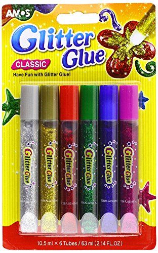 Amos Twin Pack Assortimenten Craft Lijm Glitter/Parel/Puffy Paint, Multi-Colour, 25 x 15 x 3 cm