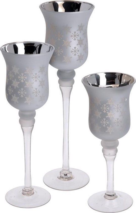 Home & Styling Set van 3 luxe kandelaren - Glas - 16 cm